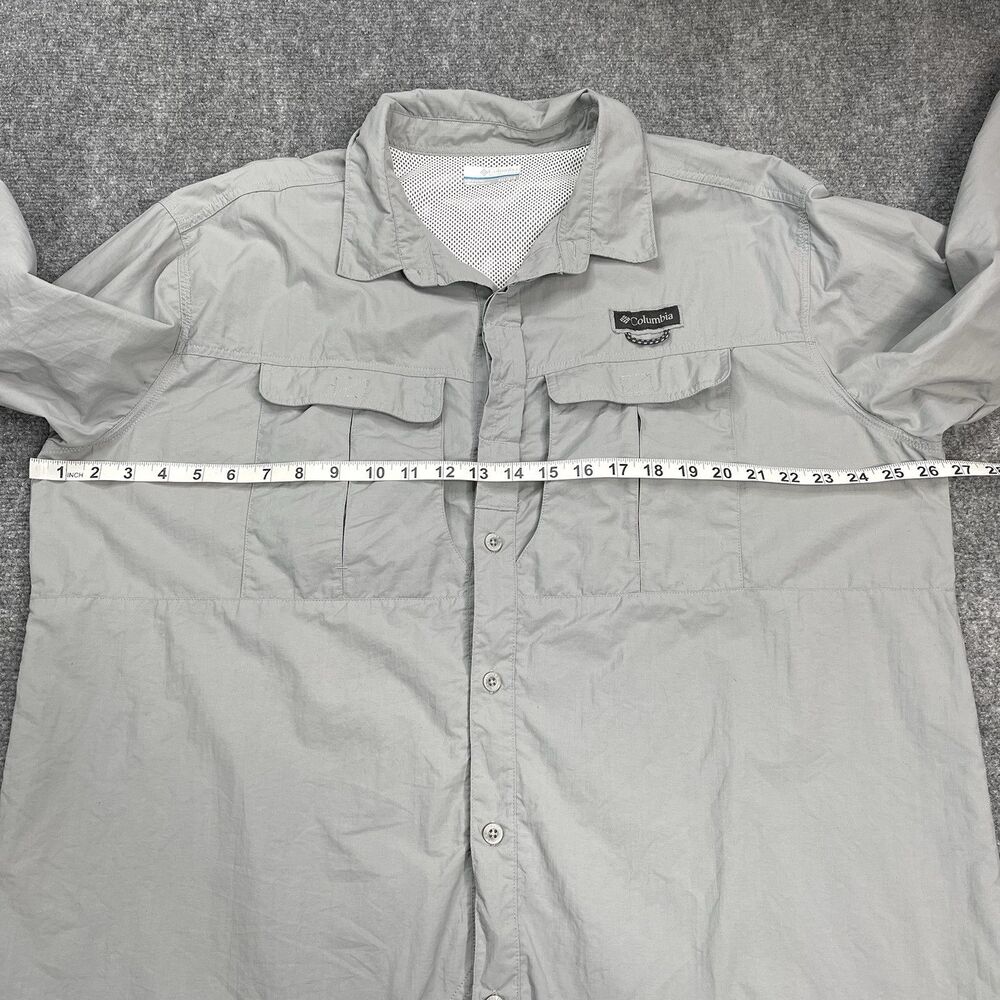 Columbia Shirt Mens XXL Omni Shield Roll Tab Sleeve Gray Nylon Fishing Outdoor - Picture 8 of 10